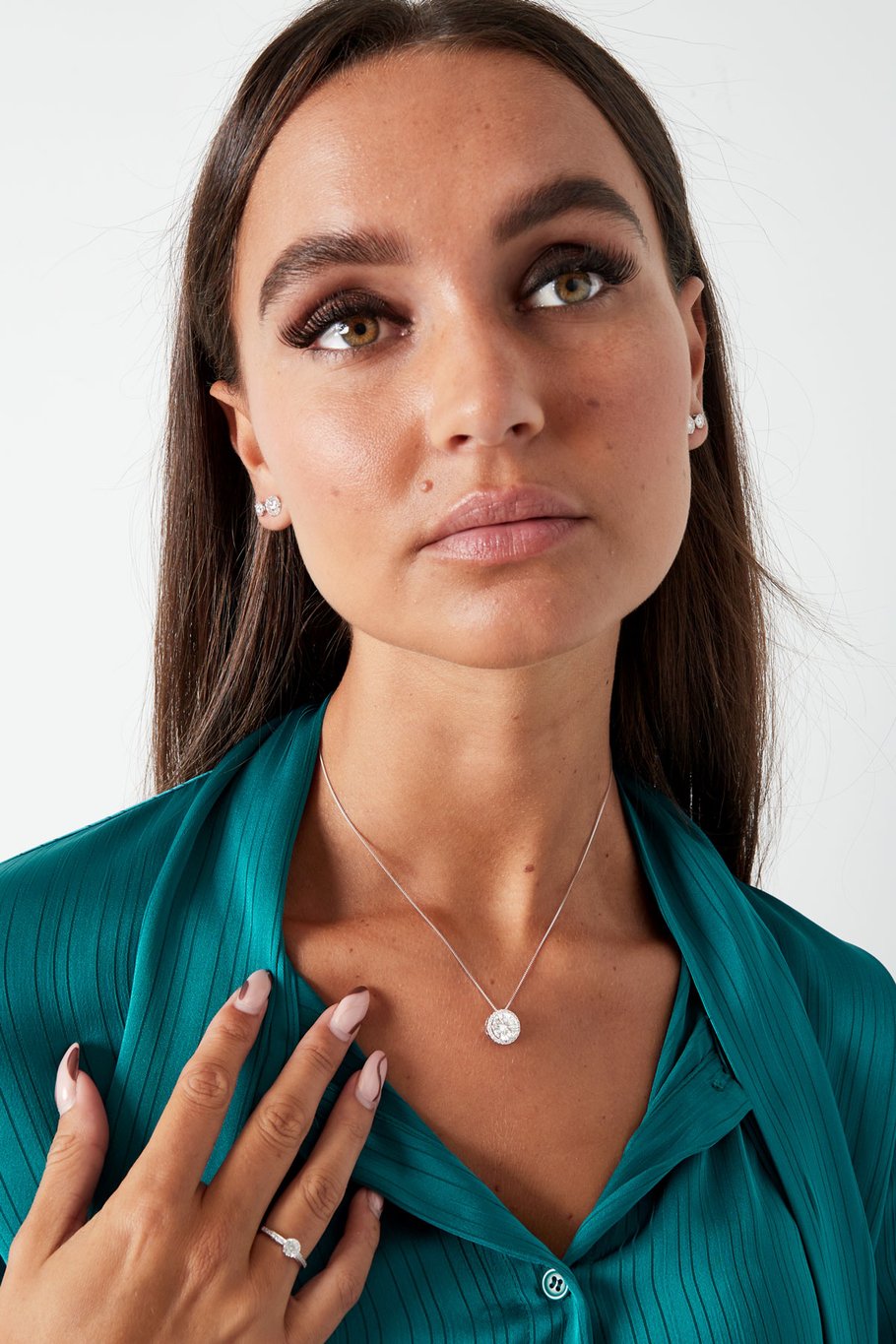 Collar piedra grande - Color plata Imagen4